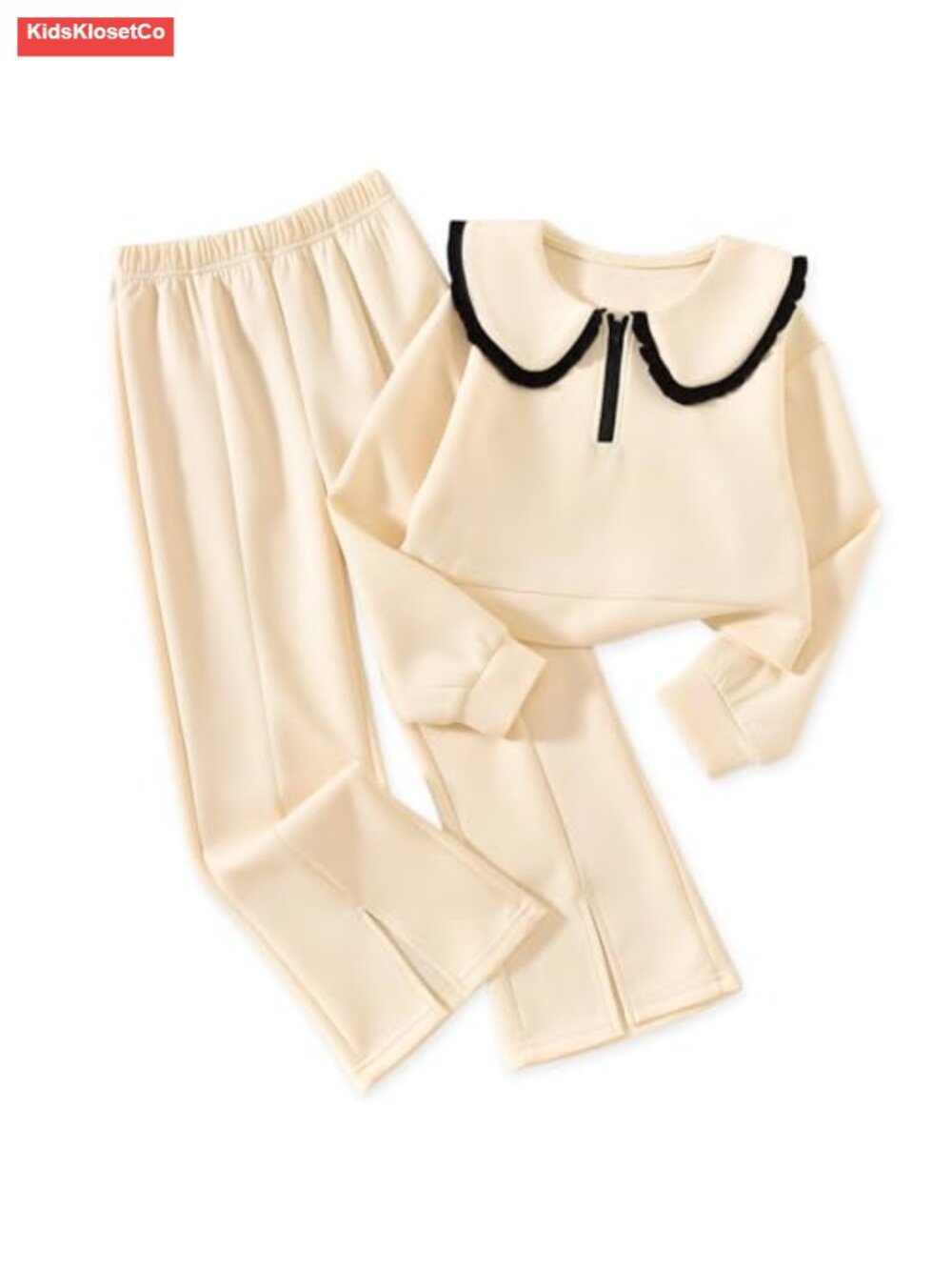 Girls Half Zip Sweatshirt Flare Pants Set Size 6-12 Polyester Blend - Picture 1 of 6
